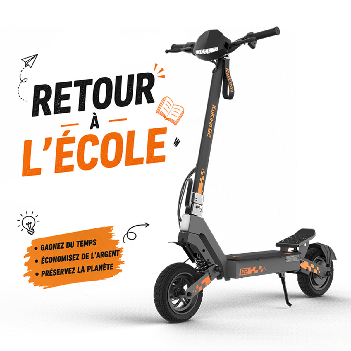 Trottinette Électrique 2026 KuKirin G2 | Moteur 800W | Vitesse Maximale 45 km/h